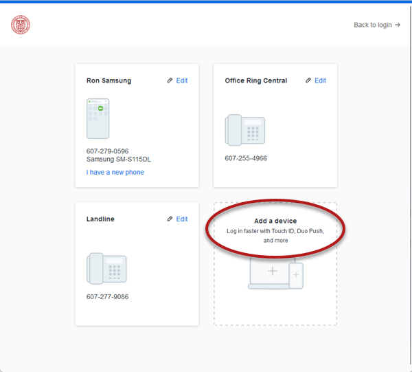 Add a New Device to TwoStep Login ITCornell
